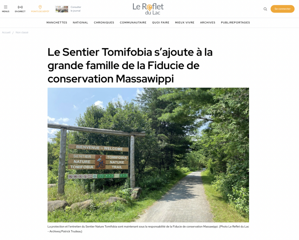 Le Sentier Tomifobia s’ajoute à la grande famille de la Fiducie de conservation Massawippi [Le Reflet du Lac - Version originale en français uniquement]